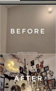 Before and after of the studio wall